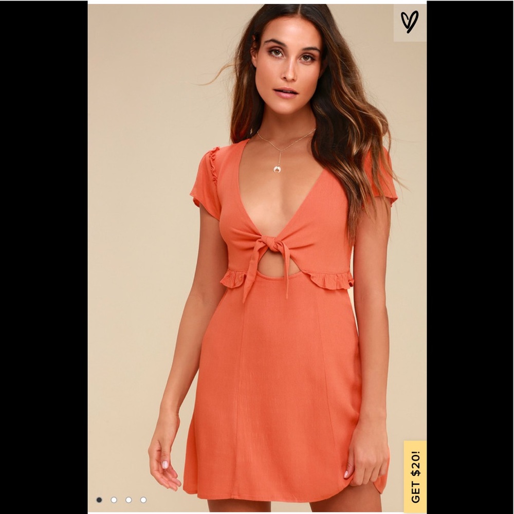 Seaport coral orange tie front dress lulu